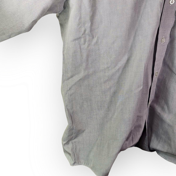 Van Heusen Grey Button-Down Long Sleeved Shirt 34/35 Wrinkle Free - Picture 5 of 12